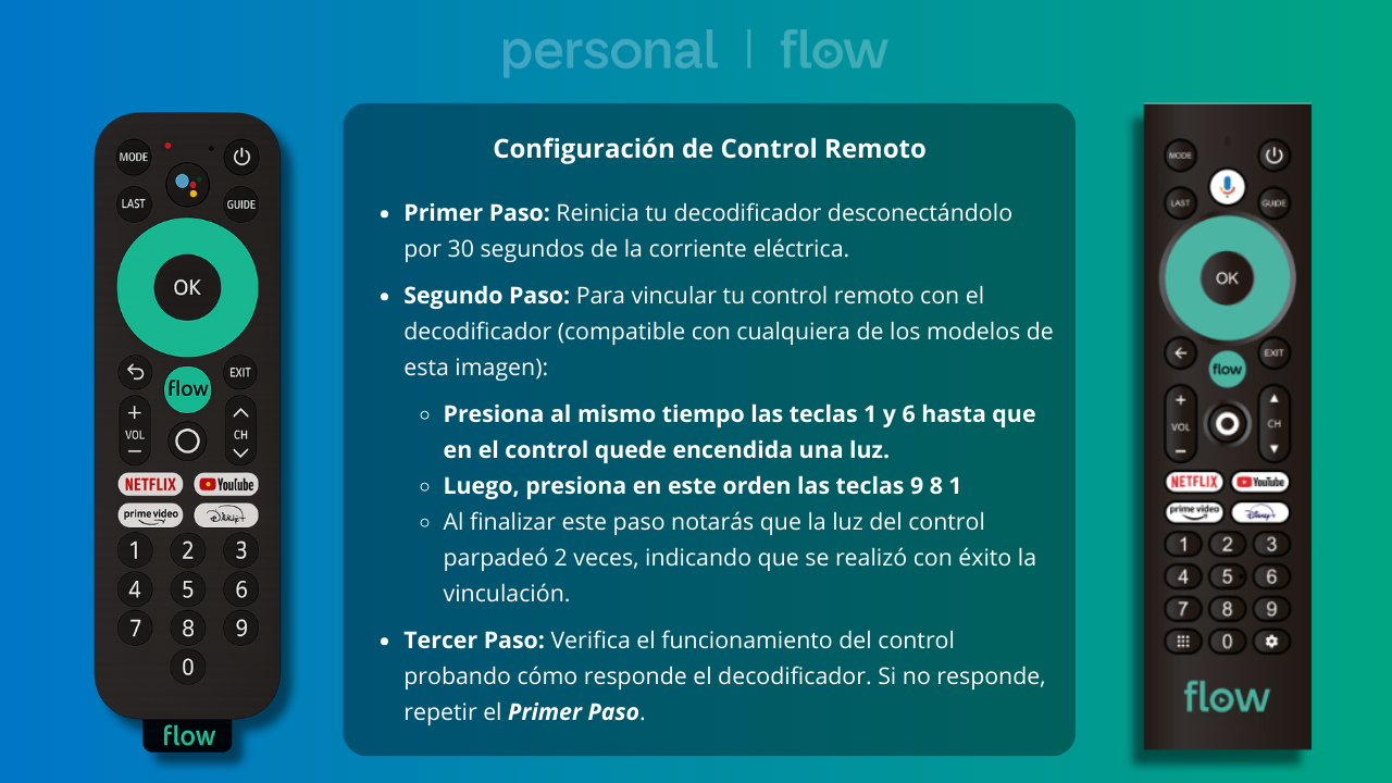 CONFIGURACIÓN DE CONTROL REMOTO DE FLOW